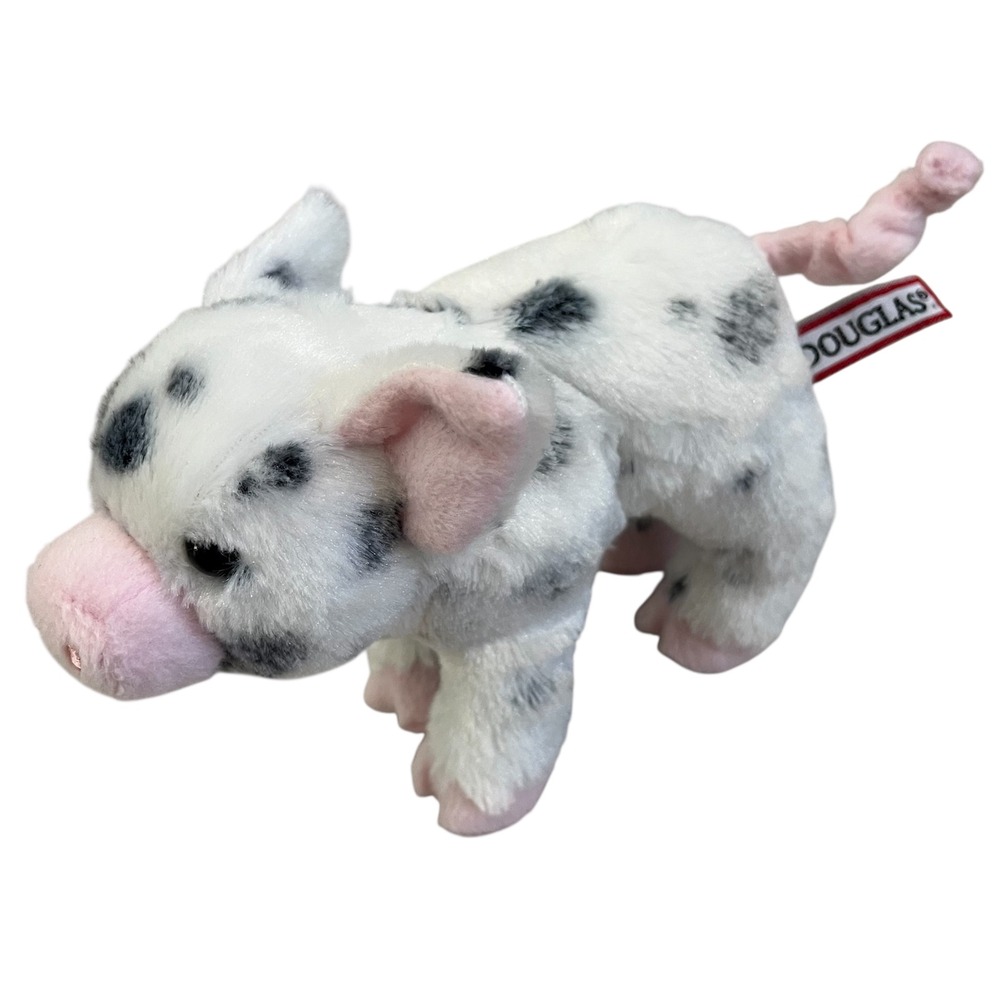 Douglas Pig Plush Stuffed Animal Gray White Farm Piglet 7" Soft Toy Stuffie